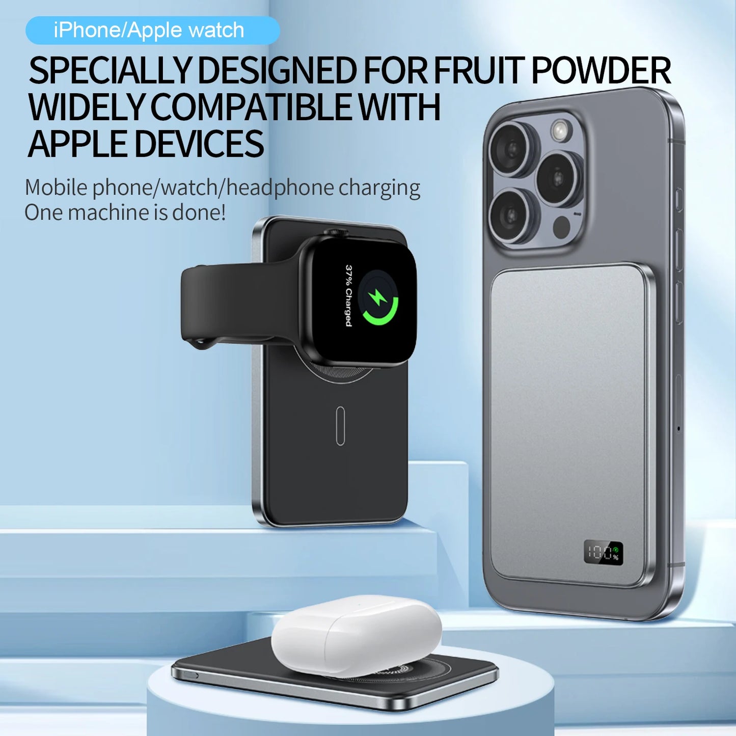 Grey - Magnetic Power Bank (5000mAh) - JustZPower