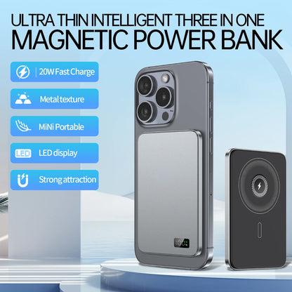 Grey - Magnetic Power Bank (5000mAh) - JustZPower